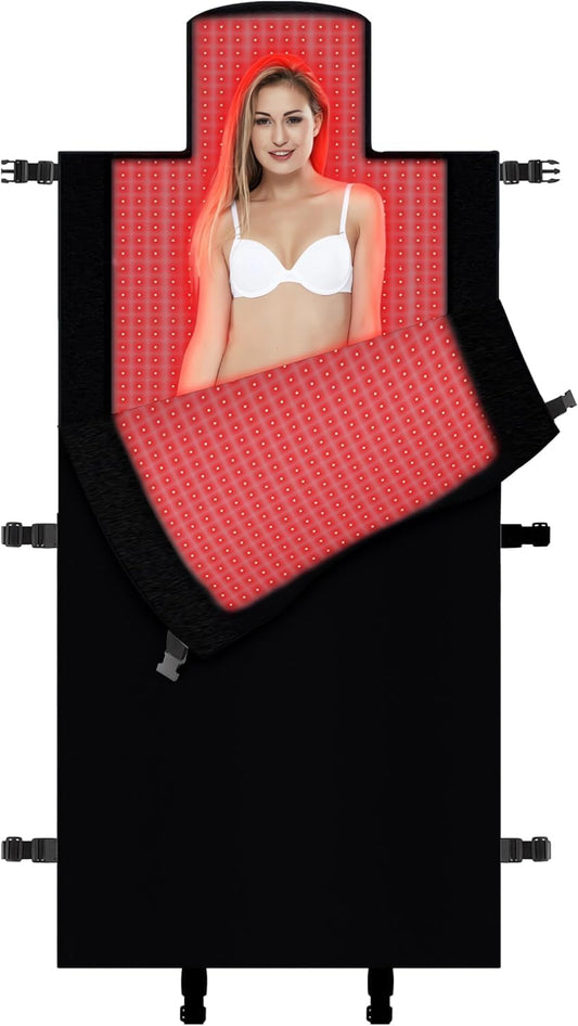 2024 New 3100Pcs Dual Wavelength LED Beads 660Nm&850Nm Red Light Therapy Mat Full Body Used to Relieve Pain 71''X 33''（Black）