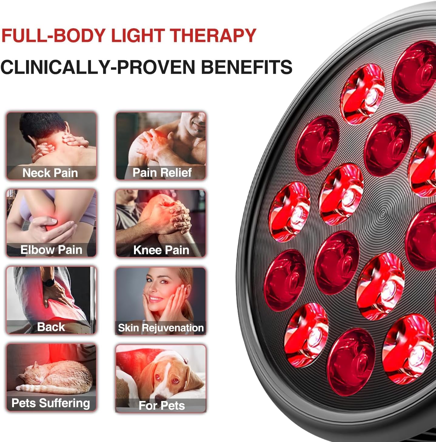 Red Light Therapy with Clip, Infrared Light Therapy Lamp for Body and Face Use, 660Nm Red and 850Nm near Infrared Red Light Therapy Lamp, Red Light Therapy Device with Adjustable Socket