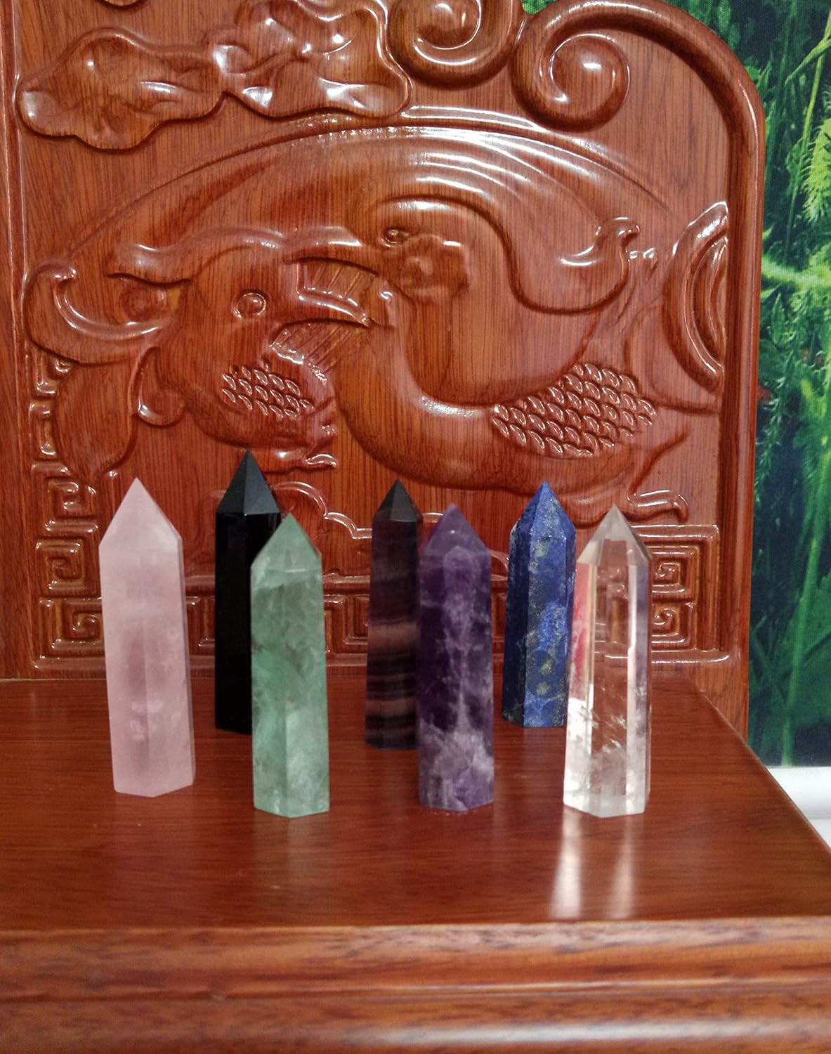 7 PCS Healing Crystal Wands | 2" Amethyst, Rose Quartz,Clear Quartz,Black Obsidian,Green Fluorite, Lapis Lazuli,Rainbow Fluorite| 6 Faceted Reiki Chakra Meditation Therapy