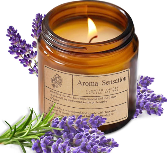 Scented Candles, Lavender Candles for Home, Organic Candles Non Toxic, Soy Candles, Canned Candles for Home Scented, Fall Scented Candles, Stress Relief, Meditation, Yoga (Lavender 7Oz)