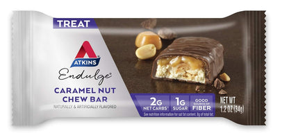 Endulge Caramel Nut Chew Bar, Dessert Favorite, 1G Sugar, Good Source of Fiber, 5 Count