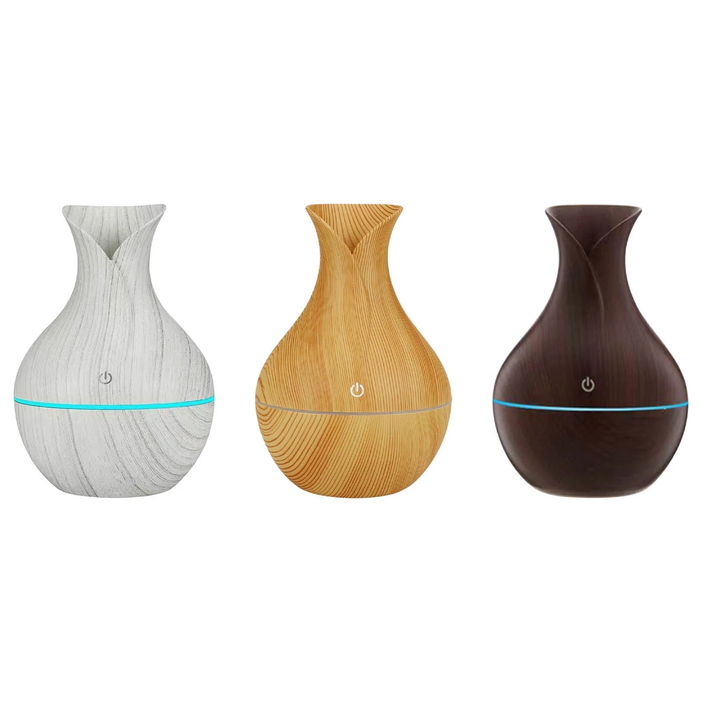 USB Humidifier Electric Wood Grain Essential Oil Diffuser Vase Mist Atomizer LED Sprayer for Home Office Car on Clearance