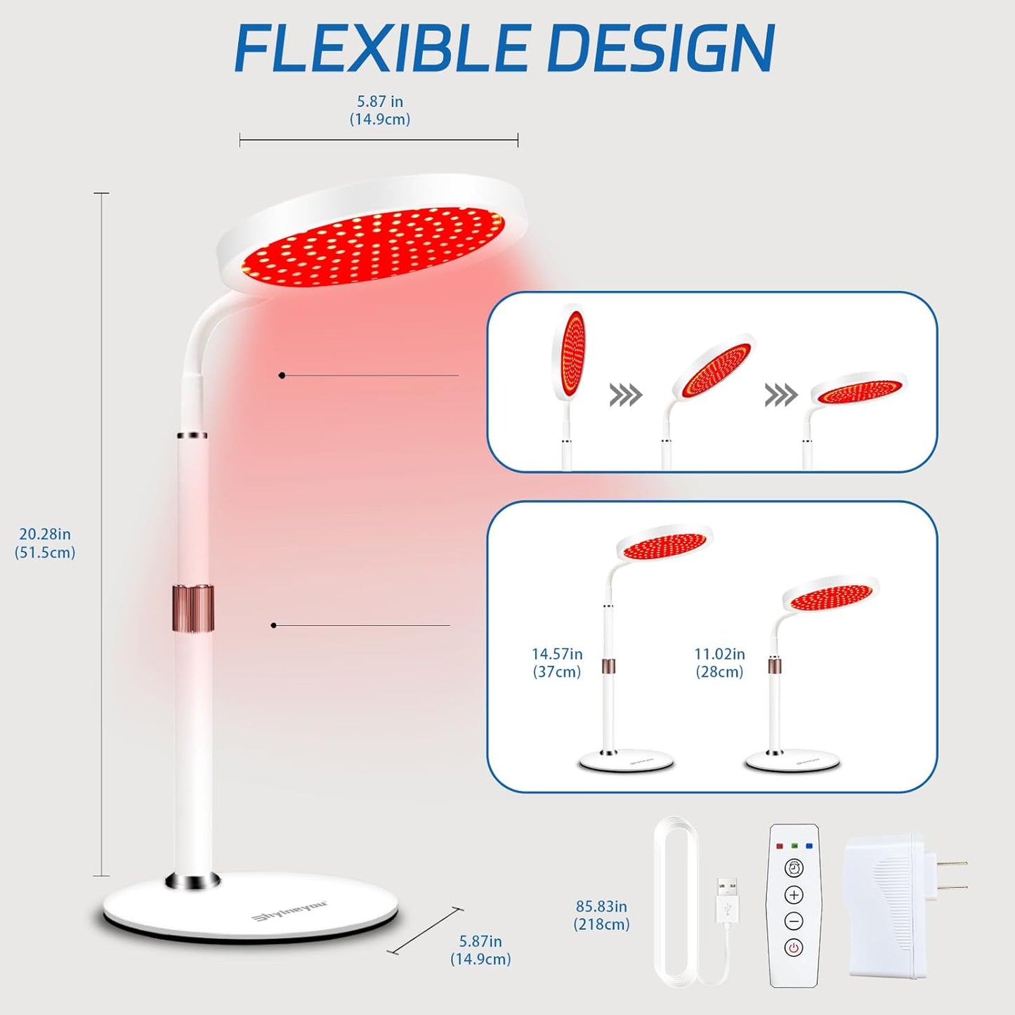 Red Light Therapy for Face, 660Nm & 850Nm & 940Nm Infrared Light Therapy, Height Adjustable & Angle Adjustable & Timer, 100Leds Red Light Therapy Lamp for Home Use