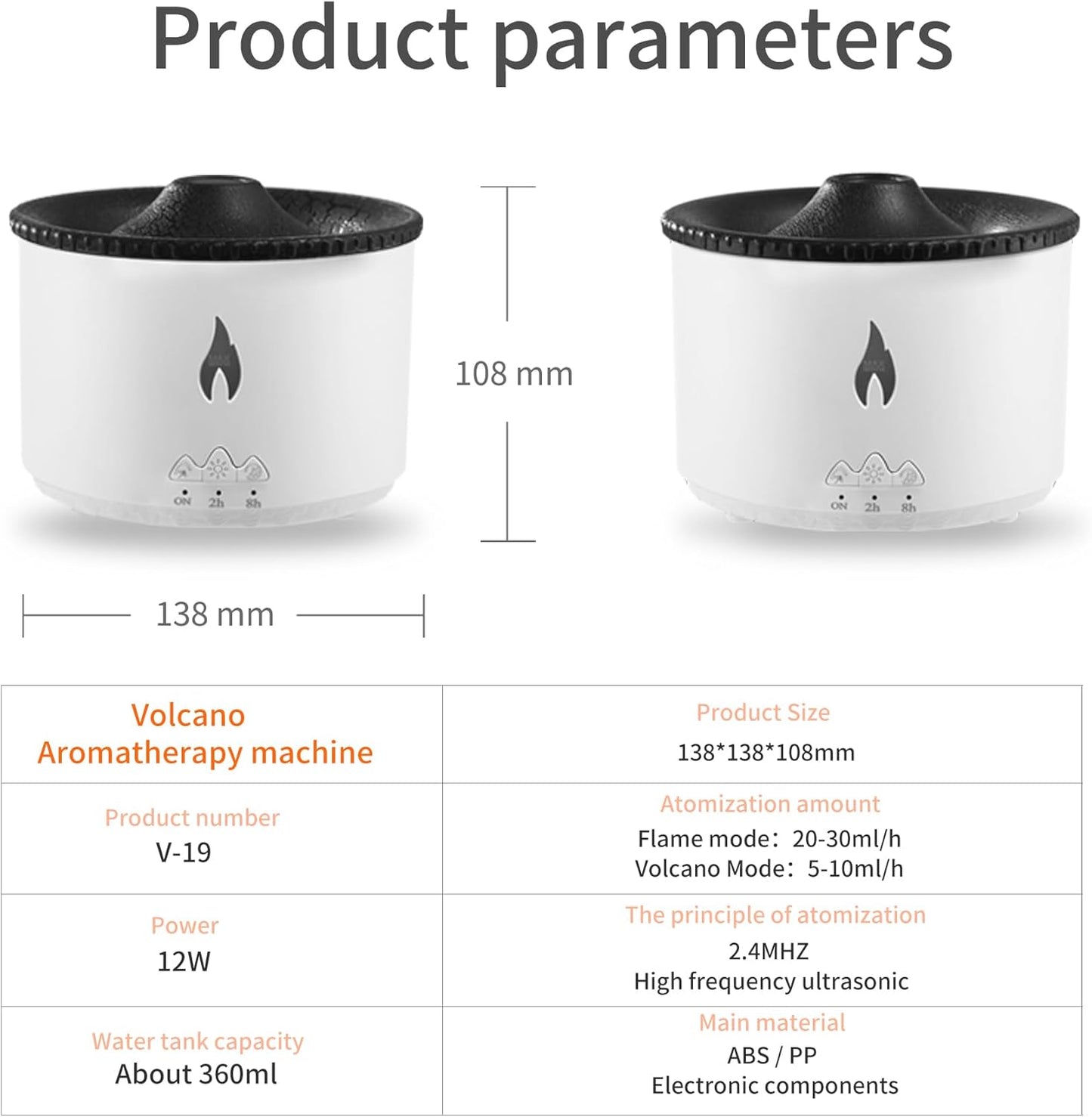 Aroma Essential Oil Diffuser 360 Ml,Volcano and Flame Diffuser/Humidifier,Give1.76 Oz Hotel Collection Essential Oils,Blue/Red Light Selection,Diffusers for Home,Large Room(Black Cracks)