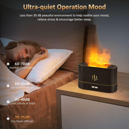 Flame Diffuser Humidifier-Auto off 180Ml Essential Oil Diffuser-2 Modes Brightness Aroma Humidifier with Fire Flame Effect for Home,Office,Spa,Gym(Black)