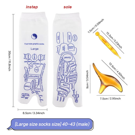 Foot Massage Socks Acupressure Reflexology Socks Foot Point Tool Physiotherapy Sock with Stick Massage Foot Point Diagram Socks